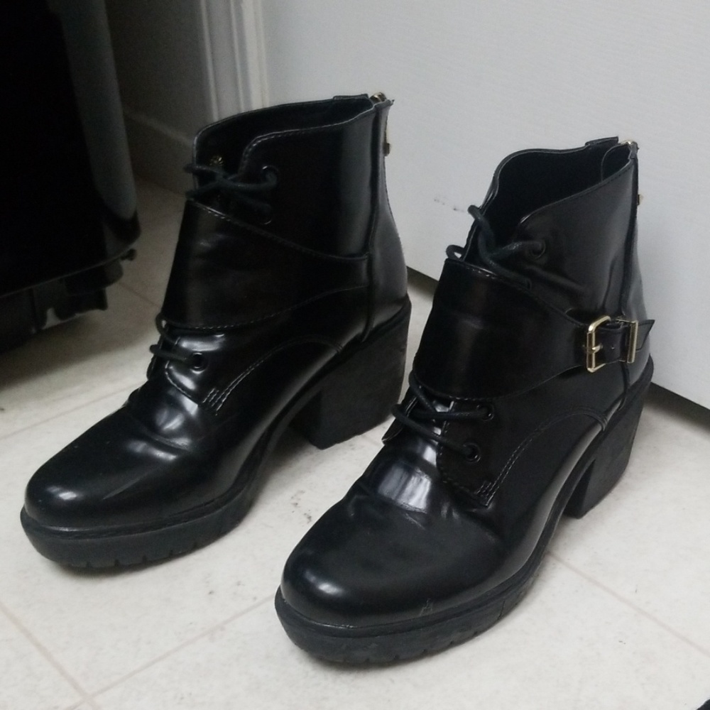 Chunky Black Ankle Boots by Report Signature